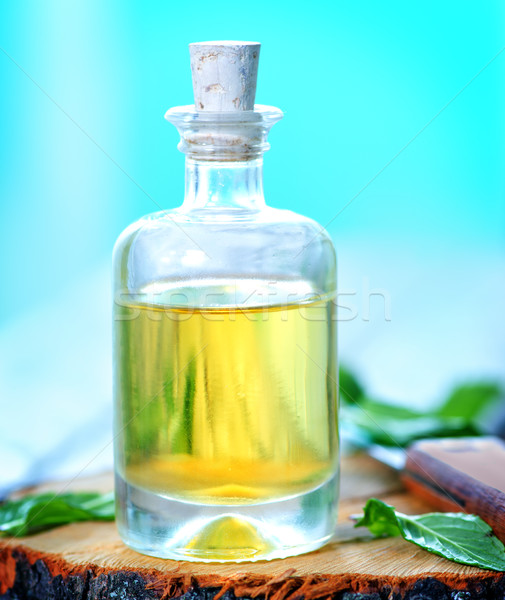 Menta olio vetro bottiglia tavola medici Foto d'archivio © tycoon
