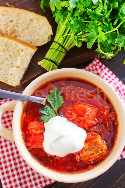 Stock photo: Traditional Russian-Ukrainian borscht soup