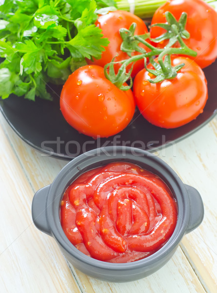 ストックフォト: トマトソース · フルーツ · レストラン · 赤 · プレート · トマト
