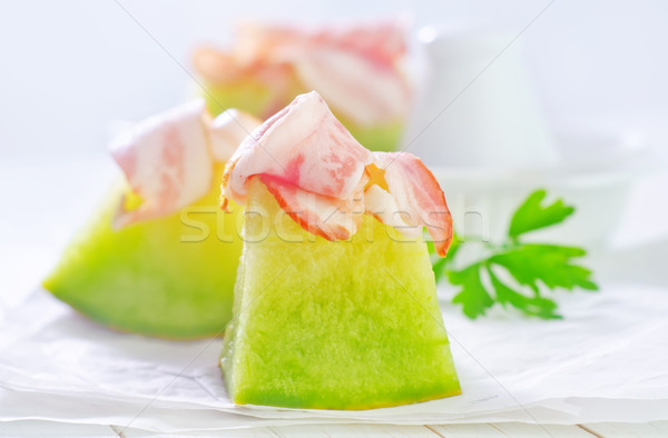 Stockfoto: Meloen · ham · voedsel · oranje · restaurant · diner