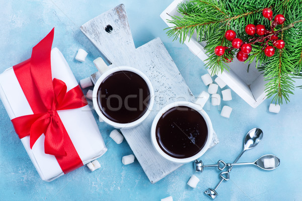 Foto stock: Chocolate · quente · tempero · copo · fundo · inverno · leite