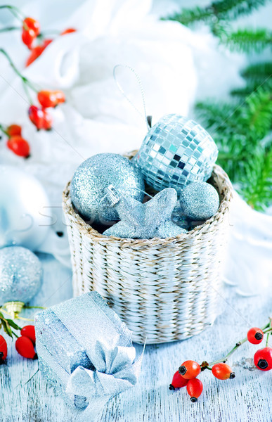 Foto stock: Natal · decoração · mesa · de · madeira · luz · tabela · dom