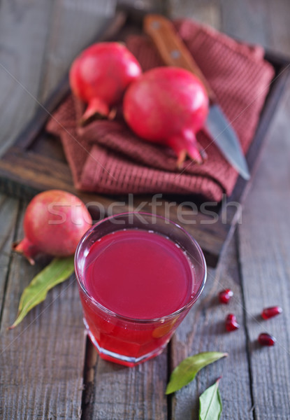 Foto stock: Granada · jugo · frescos · vidrio · mesa · flor