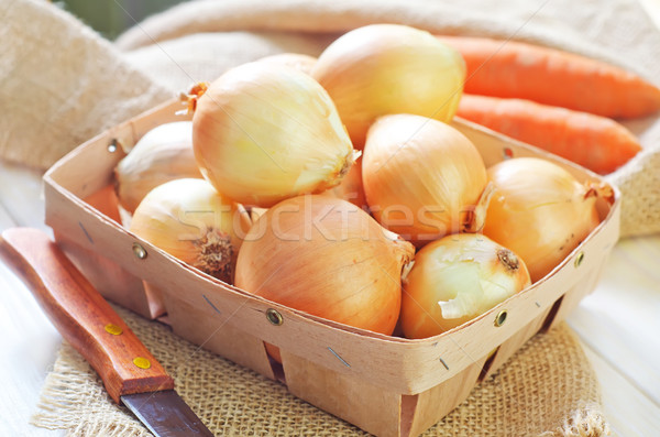 Zwiebel Karotte Holz rot Markt Essen Stock foto © tycoon