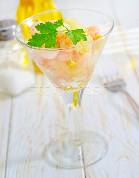 fresh salad with sweet corn and shrimps Stock photo © tycoon