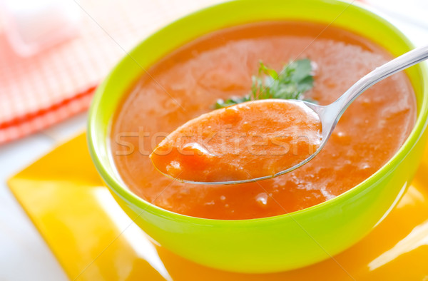 Stock foto: Frischen · Suppe · Kürbis · grünen · Schüssel · glücklich