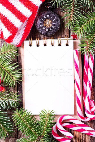 Noël décoration table en bois bois neige espace [[stock_photo]] © tycoon