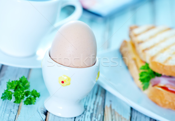 Colazione caffè uova piatto carta Foto d'archivio © tycoon