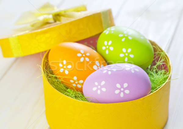 œufs de Pâques printemps chocolat fond table vert [[stock_photo]] © tycoon