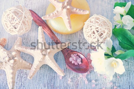 Tengeri só kagylók test üveg zöld gyógyszer Stock fotó © tycoon