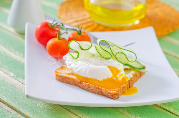 toast with poached eggs Stock photo © tycoon