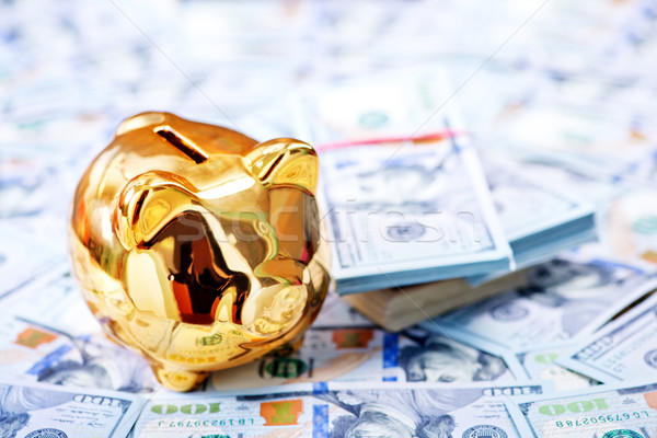 Spaarvarken geld tabel teken financieren bank Stockfoto © tycoon