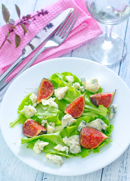 Fraîches salade fruits fromages bord jaune [[stock_photo]] © tycoon