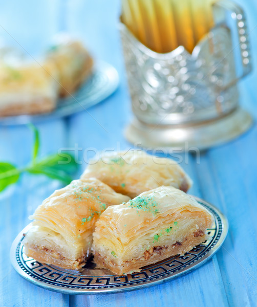 Turks dessert metaal plaat tabel oranje Stockfoto © tycoon