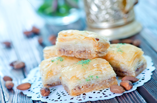 Türkisch Wüste süß Honig Nüsse Kuchen Stock foto © tycoon