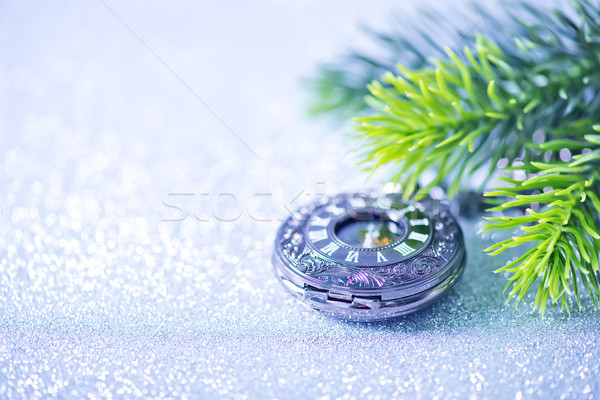 Christmas decoratie klok tabel groene goud Stockfoto © tycoon