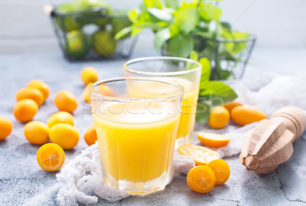 Jus verre table bois design orange [[stock_photo]] © tycoon