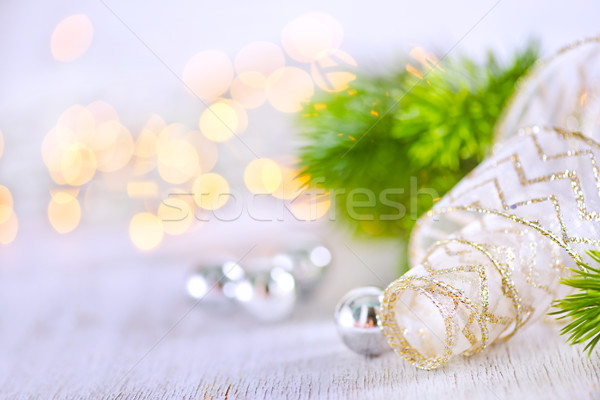 Weihnachten Dekoration Uhr Tabelle Party Schnee Stock foto © tycoon