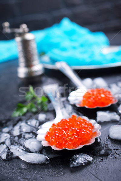 Caviar vermelho salmão metal colheres peixe Foto stock © tycoon
