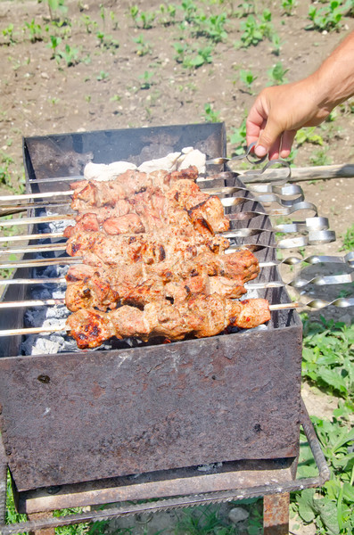 Stock fotó: Kebab · étel · tűz · absztrakt · piros · fekete