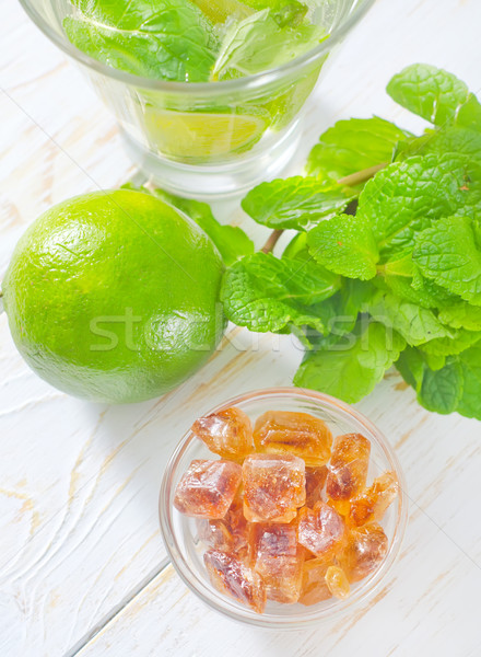 Mojito fête verre table cocktail citron [[stock_photo]] © tycoon