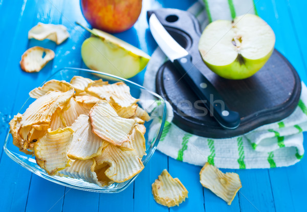 Elma cips çanak tablo gıda ahşap Stok fotoğraf © tycoon