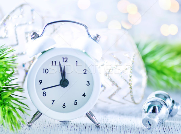 Noël décoration horloge table fête neige [[stock_photo]] © tycoon