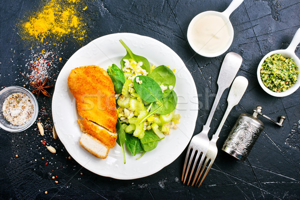 Stock photo: chicken breast with salad