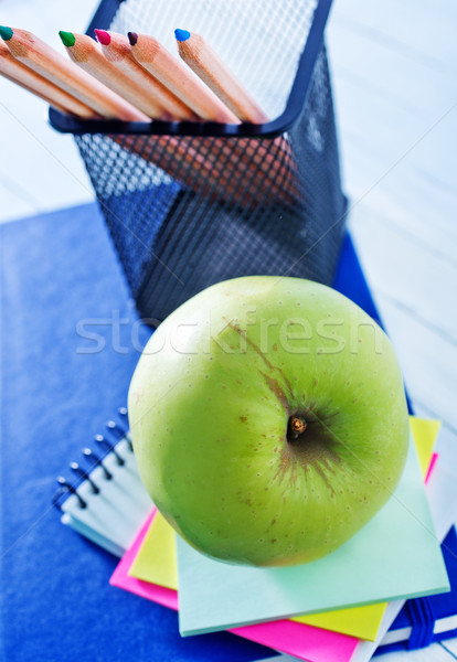 Materiale scolastico legno frutta matita frame spazio Foto d'archivio © tycoon