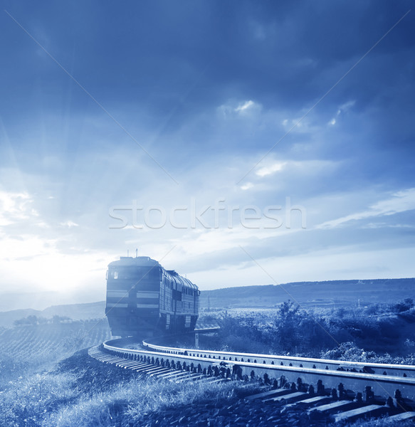 Stock foto: Zug · Eisenbahn · Schönheit · Wolke · Park · Stahl