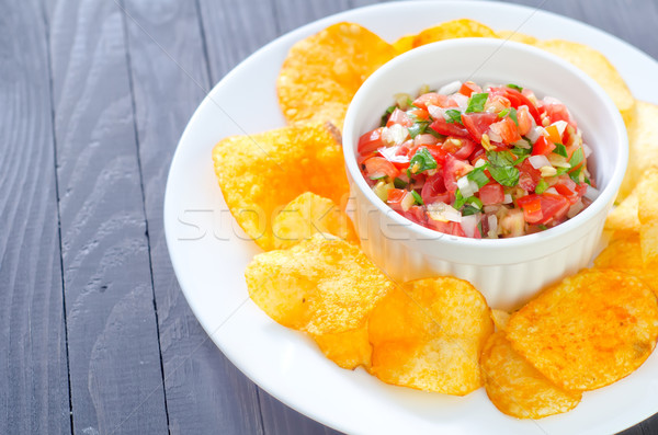 nachos with salsa Stock photo © tycoon