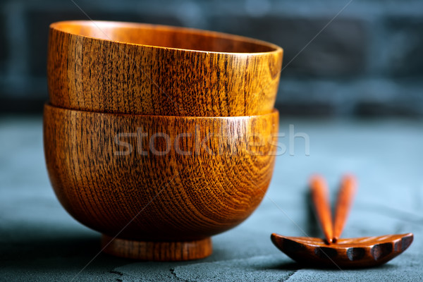 wood bowl with wooden chopsticks Stock photo © tycoon
