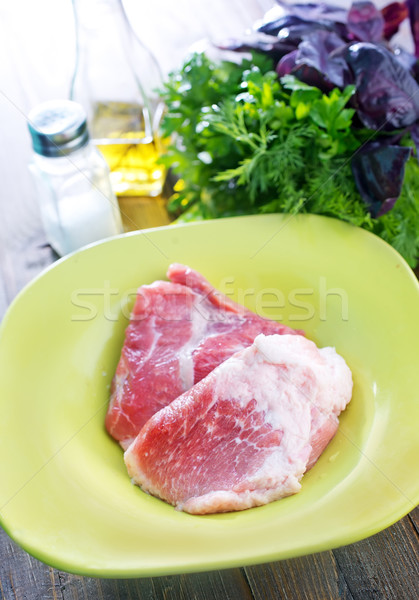 Nyers hús zöld fehér tábla bors Stock fotó © tycoon