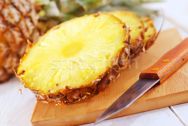 Ananas tahta tablo gıda elma çöl Stok fotoğraf © tycoon