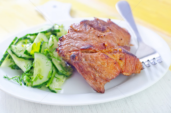 Fleisch Salat Essen Hintergrund grünen Abendessen Stock foto © tycoon