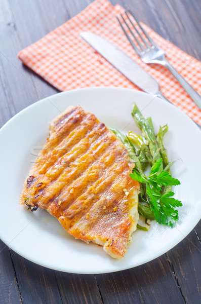 fried fish with green beans Stock photo © tycoon