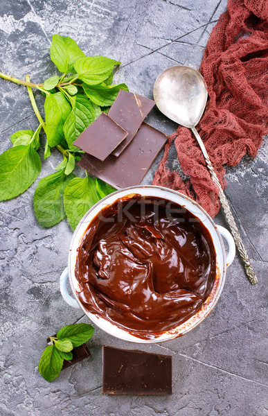 Chocolate salsa crema tazón mesa dulces Foto stock © tycoon