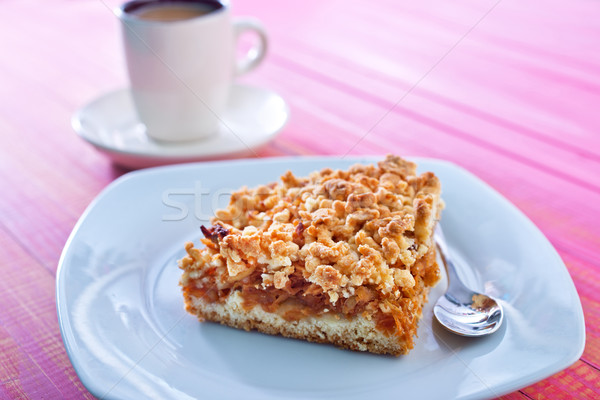 Foto stock: Torta · de · maçã · madeira · vermelho · café · da · manhã · sobremesa · fresco