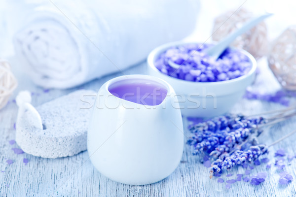 Estância termal objetos lavanda sabão toalha tabela Foto stock © tycoon
