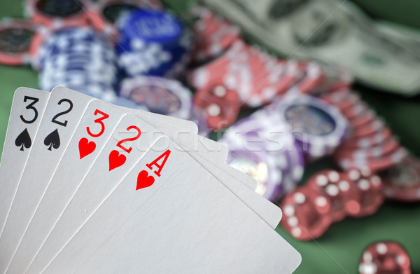 Card for poker in the hand, chips and card for poker Stock photo © tycoon