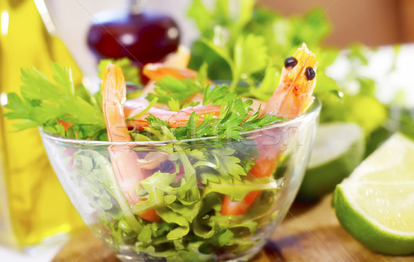 Salata plaka bıçak renk limon çatal Stok fotoğraf © tycoon