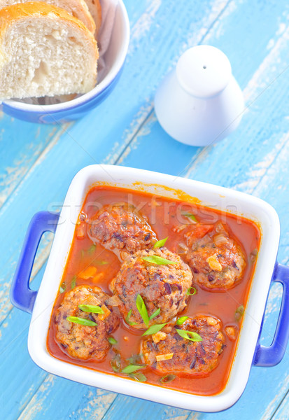 Foto stock: Carne · molho · comida · fundo · pão