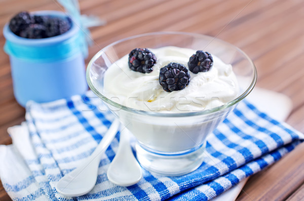 Stock photo: yogurt with blackberry