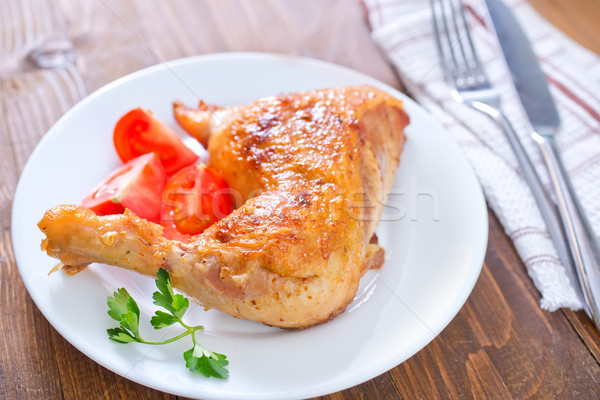 Jambe poulet dîner blanche déjeuner [[stock_photo]] © tycoon