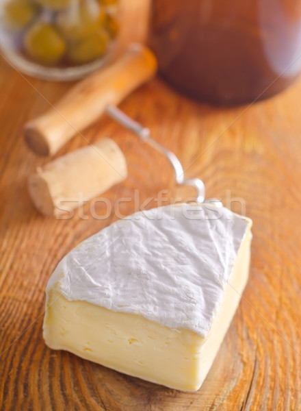 Foto stock: Camembert · alimentos · mesa · pan · cena · rojo