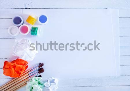 Kleur verf werk metaal Blauw Rood Stockfoto © tycoon