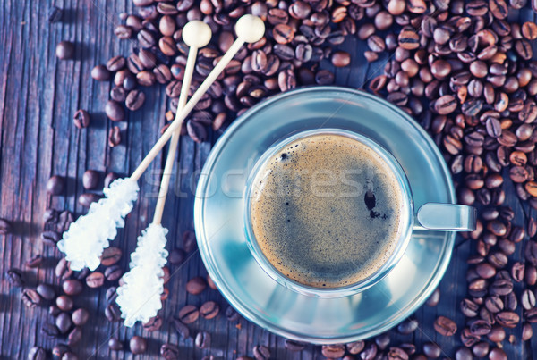 Kawy drewniany stół przestrzeni tabeli pić czarny Zdjęcia stock © tycoon