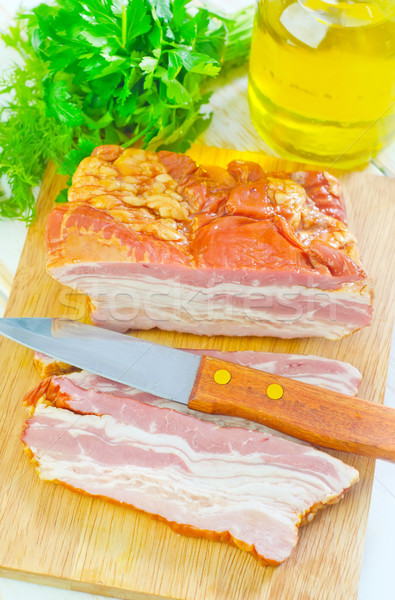 Füme domuz pastırması gıda arka plan buz tablo Stok fotoğraf © tycoon