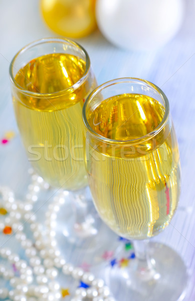 Champagne flauti albero Coppia stelle inverno Foto d'archivio © tycoon