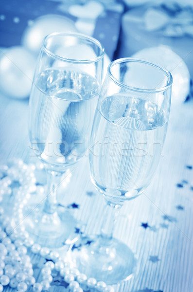 Champagne flauti design Coppia finestra stelle Foto d'archivio © tycoon